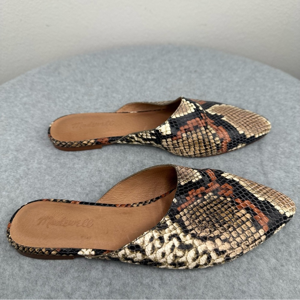 Madewell Remi Mules in Snake Embossed Leather Spiced Cider Multi Colorway Size 8 - Picture 2 of 9